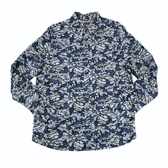 Michael Bastian Men's Blue Geometric Print Button Down Shirt - SIZE L - Picture 1 of 9
